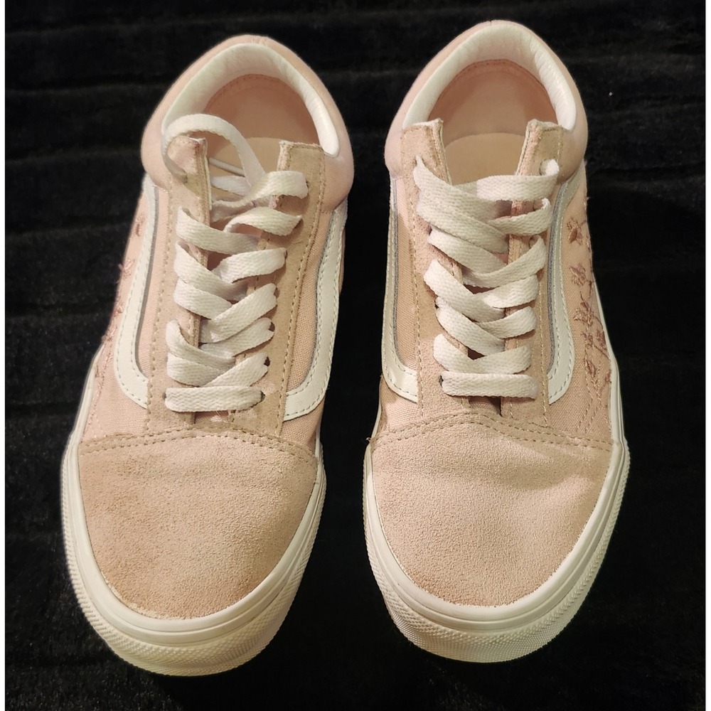 VANS FU OLD SKOOL UNISEX SNEAKERS - PINK Rose Embroidered Mens 5 Women's 6.5